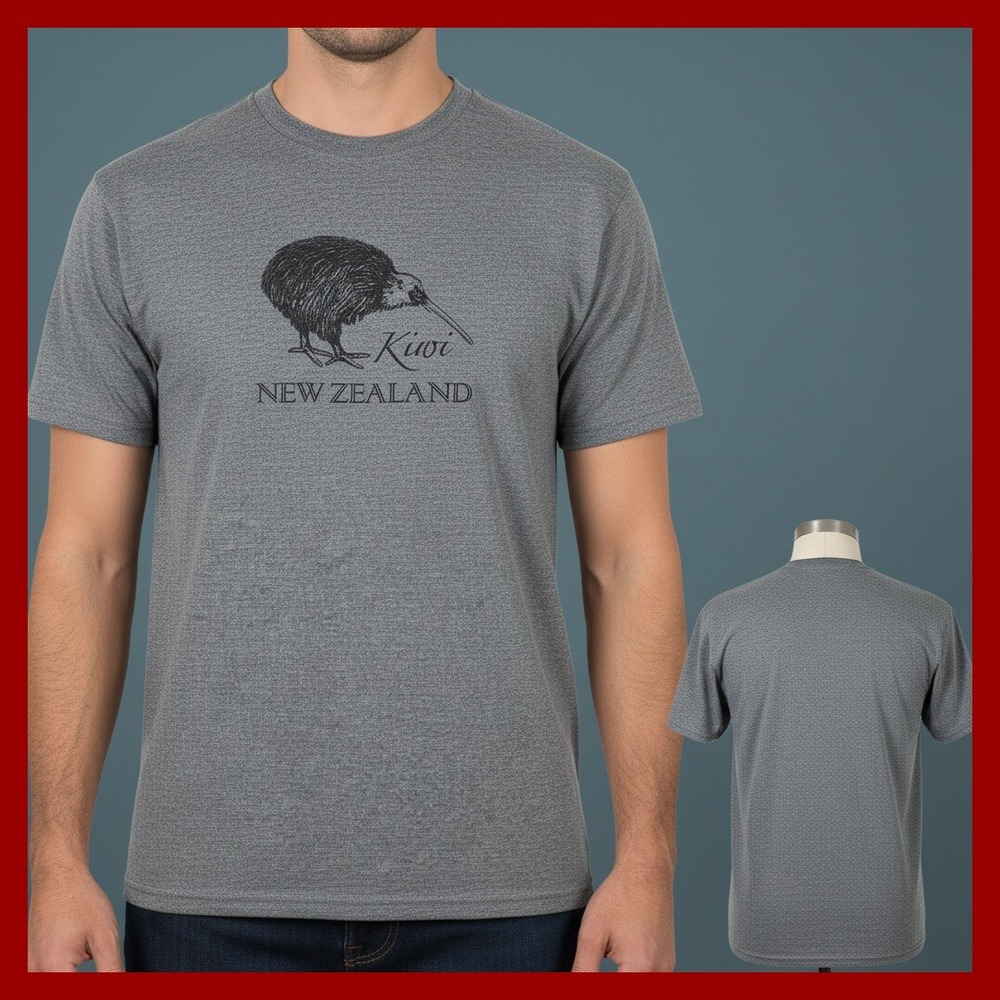 Kiwi Bird NZ Souv Graphic Tee Shirt XXL Gry Travel‎ Vaca Tourist Wildlife Animal